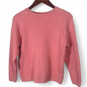 Liz Claiborne Petite Pink Knit Sweater Size Large Petite 100% Cotton Vintage